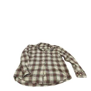 Eddie Bauer Womens XL Long Sleeve Shirt- Cotton green and red plaid shirt